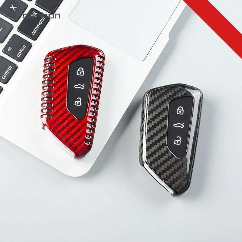 

Real Carbon fiber Car Remote key case key Cover For Volkswagen VW Golf 8 MK8 For Skoda Octavia