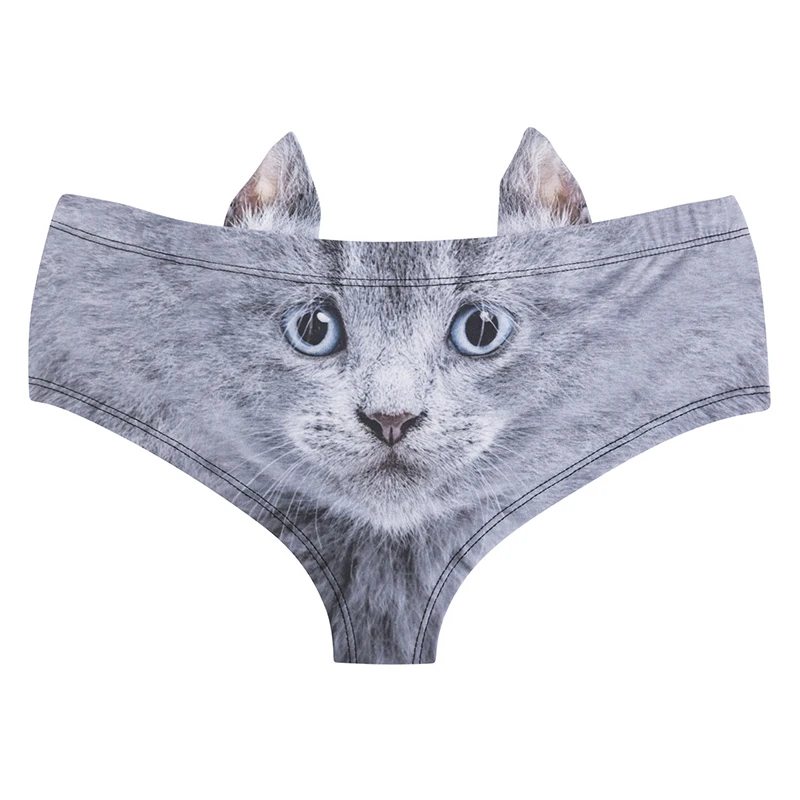 

New Cute Animals Pattern Women Panties Knickers 3D Kitten Dog Printing Lingerie with Ears Briefs Underwear Sexy Ladies Panty