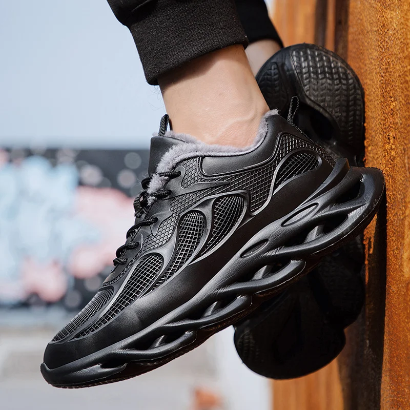 

Удобные зимние сапоги на меху для мужчин обувь из PU искусственной кожи Zapatos De Hombre светильник Дизайнерские кроссовки для мужчин плюс 48 мужска...