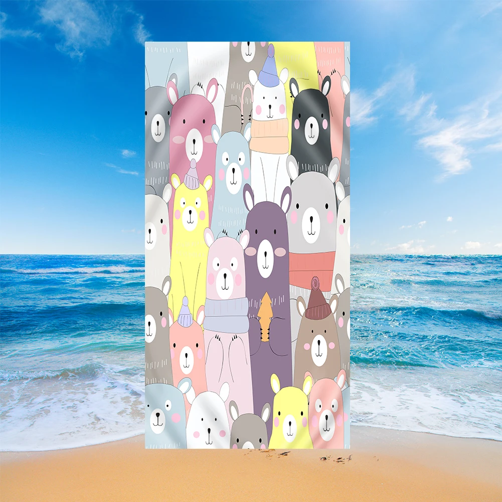 

3D Cute Animal Doodle Pattern 150cm Round Microfiber Beach Towel For Adults Child Summer Toalla Yoga Mat T472