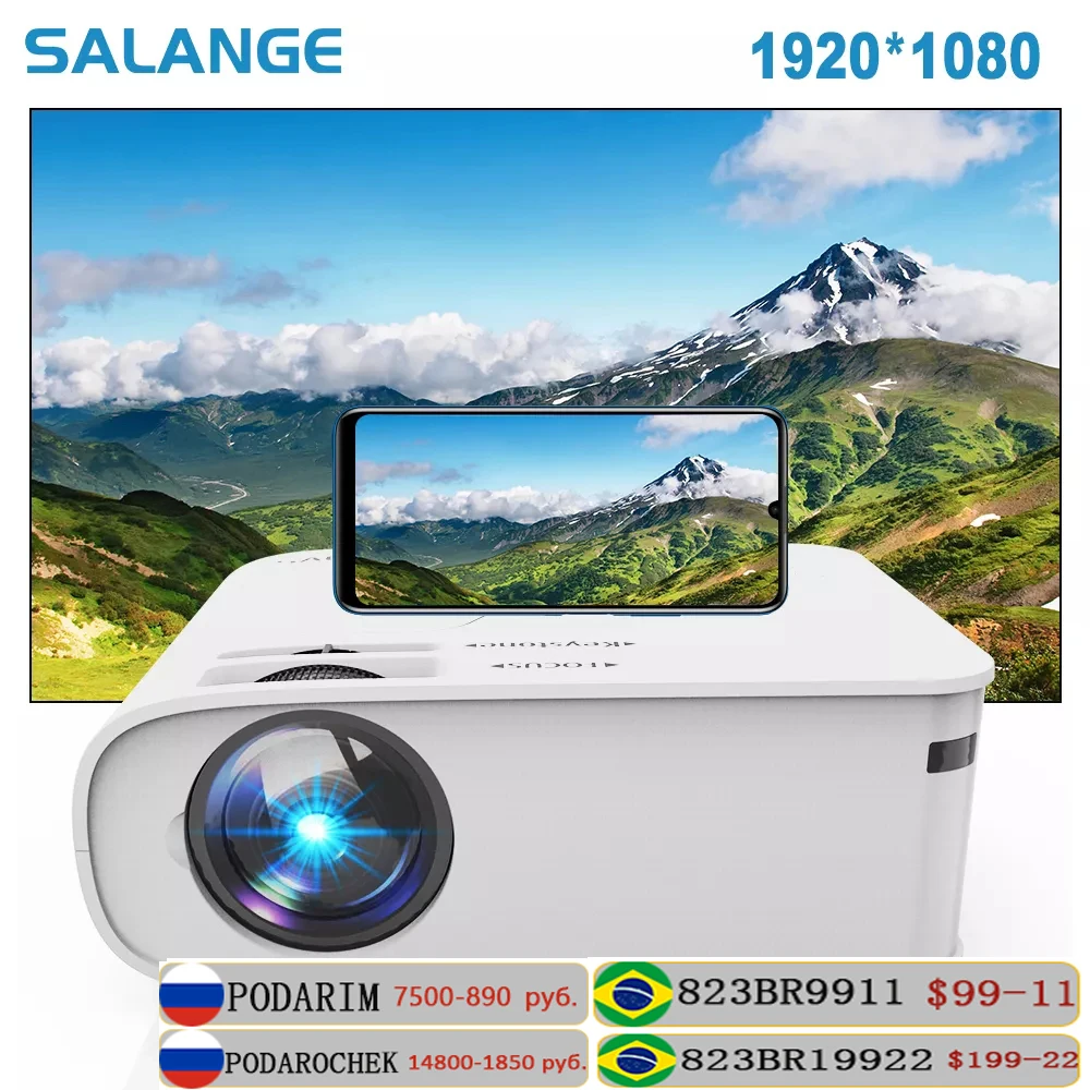 Светодиодный проектор Salange P86 Full HD 1080P Android 10 0 Wi Fi 300 дюймов|Проекторы для домашнего