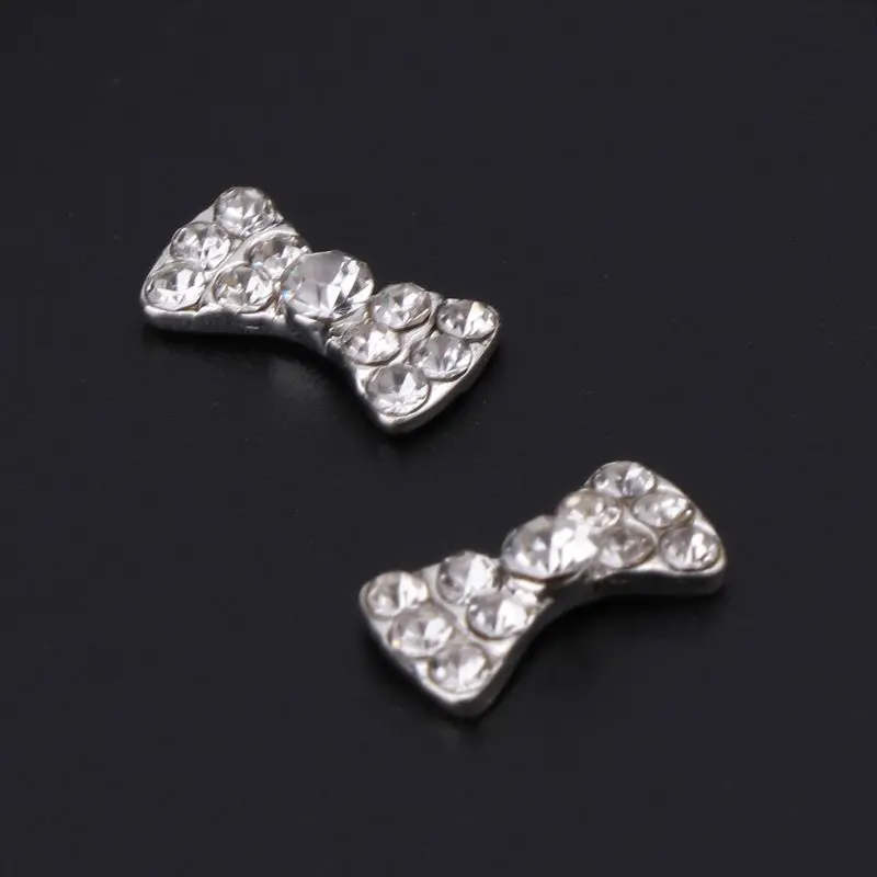 

Lot 10Pcs 3D Clear Alloy Rhinestone Bow Tie Nail Art Slices DIY Decorations