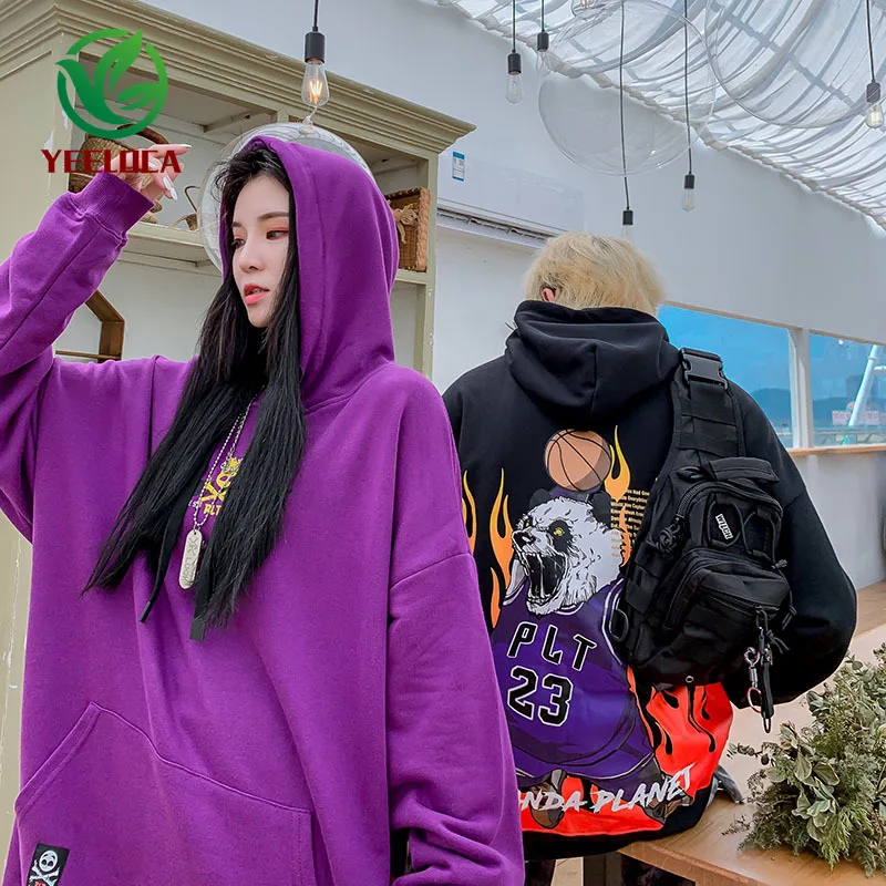 Осень-зима 2019 хип-хоп Толстовка для мужчин повседневная пара уличная панда принт