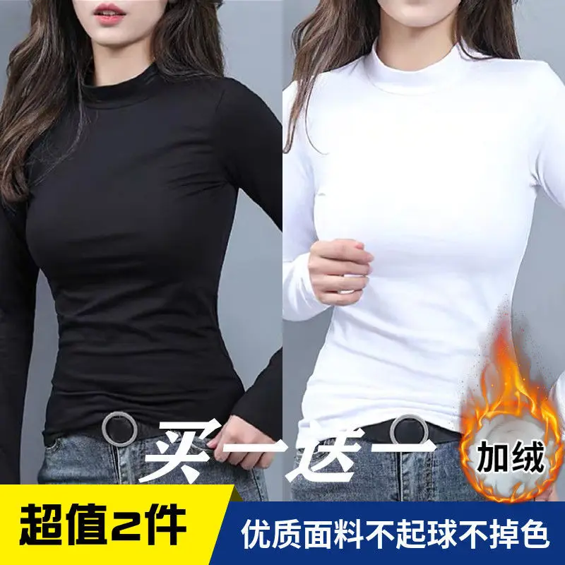 Черная Женская футболка с круглым вырезом и длинным рукавом на осень зиму