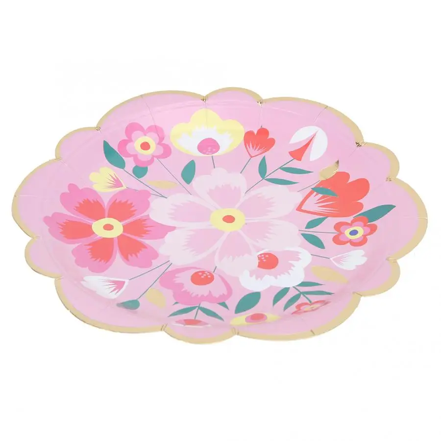 Одноразовые тарелки с цветочным узором домашние одноразовые бумажные блюда для