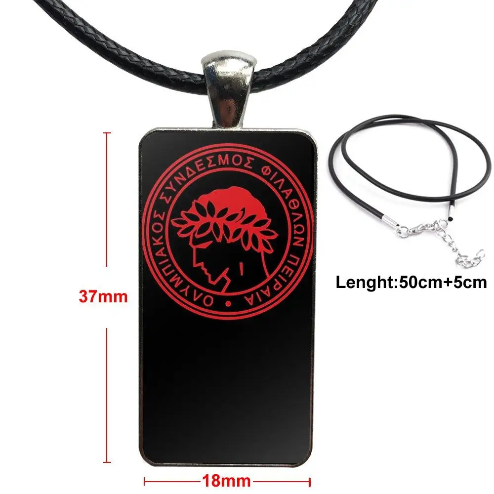 

For Girls Wholesale Design Fashion Vintage Glass Women Rectangle Necklace Pendants Olympiacos Cfp Logo