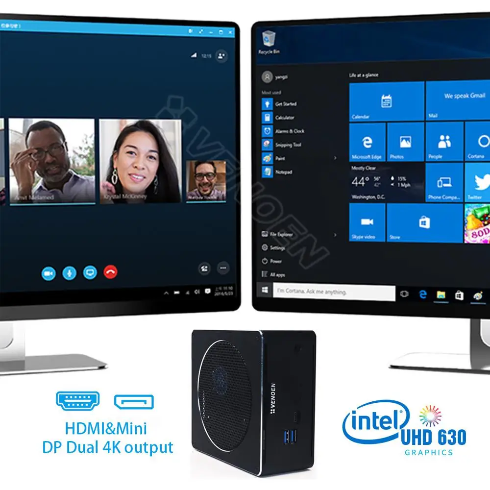 Intel Nuc Core i9 9880H 8 16 ниток Мини ПК i7 8750H Windows 10 Pro 2 4G + 5 8G WiFi настольный компьютер HDMI Mini DP