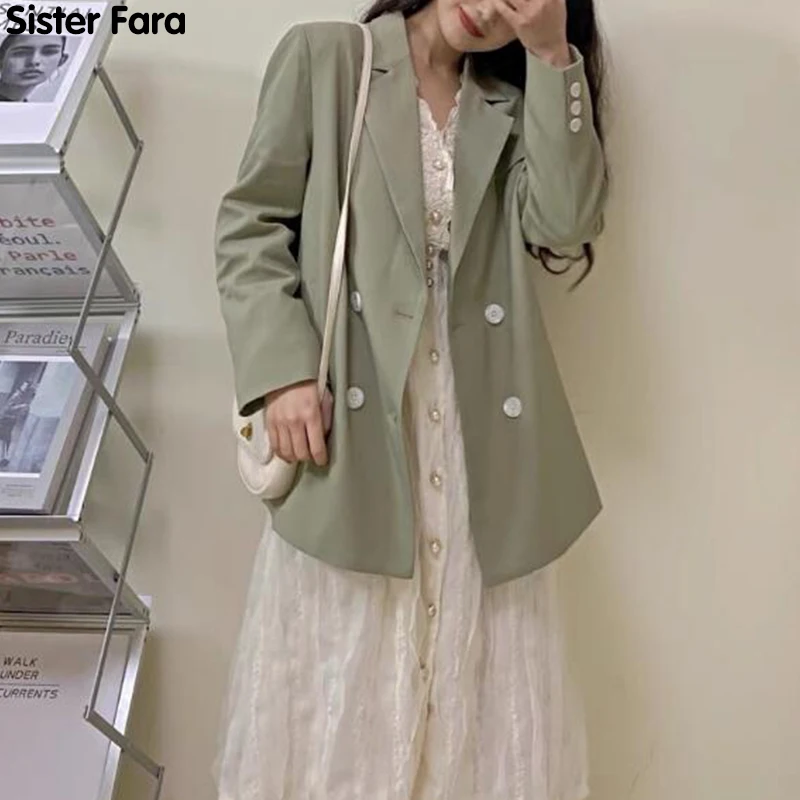 

Sister Fara Chic Cross Lace Up Blazer Women's Jacket Spring 2021 Fashion Loose Jacket Casual Thin Blazers Autumn Ladies Blazers