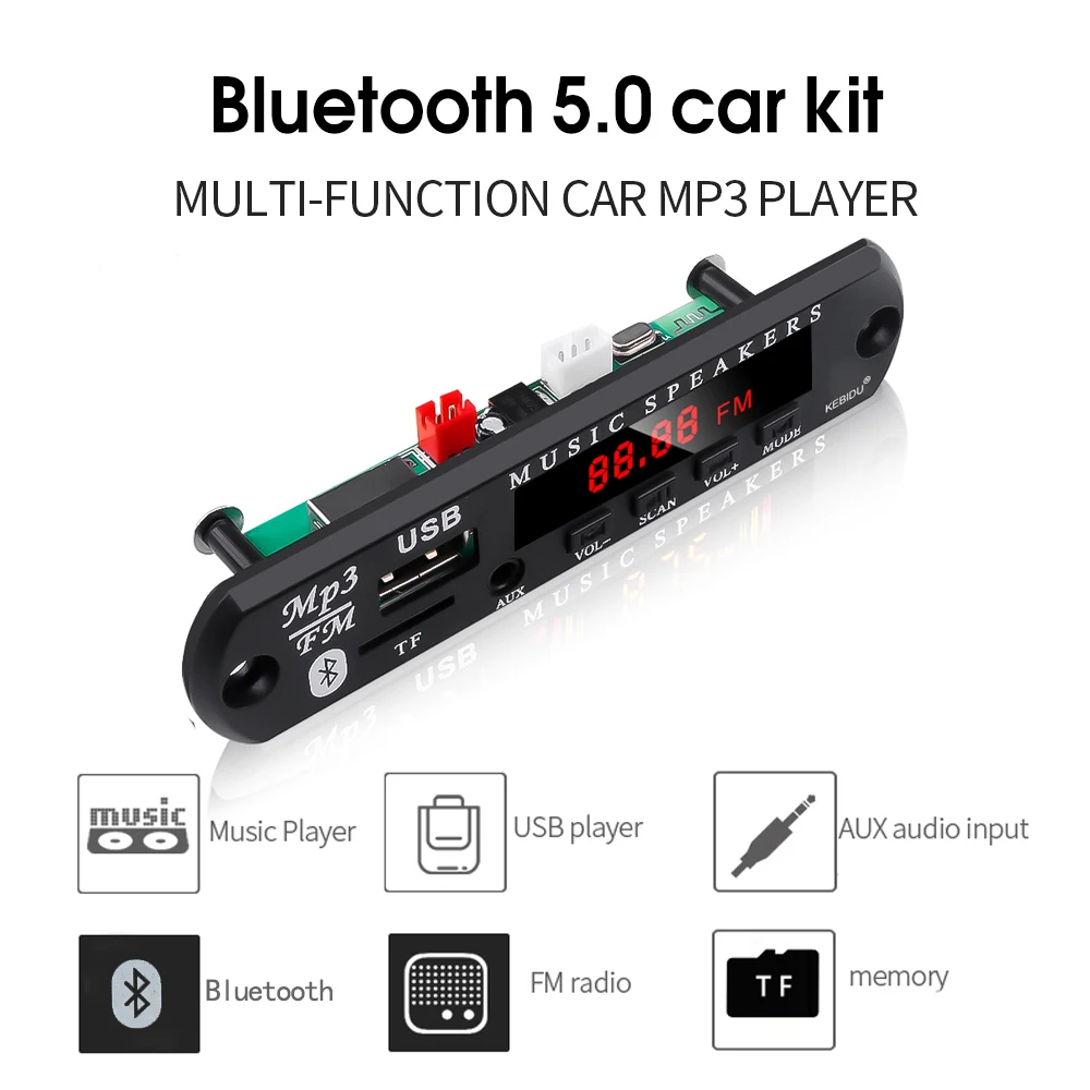 Миниатюрный Автомобильный MP3 декодер Kebidu с Bluetooth 5 0 плата модуль SD/TF карты USB FM
