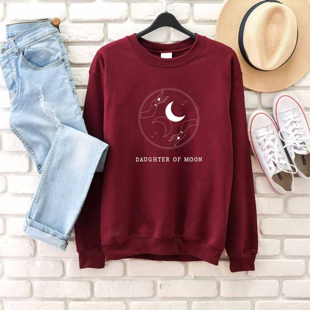 

Organic Cotton hand moon graphic youngs 90s women fashion unisex pure cotton new trend sweatshirt warm winter autumn pullovers