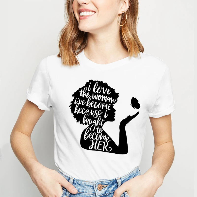 

Black Girl's Magic Graphic Tee Printing Personalized Letter Women t shirt Aesthetic Round Neck Top Street Classic Female T-shirt