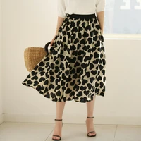 temperament simple spring 2021 new high waist skirt female drape love heart pattern mid length a line skirt