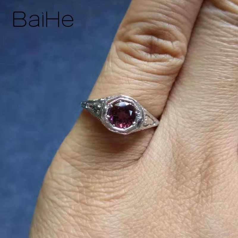 BAIHE Стерлинговое Серебро 925 0.4ct сертифицированное безупречное турмалиновое обручальное женское офисное/деловое модное кольцо, хорошее ювелирное изделие, подарочное кольцо