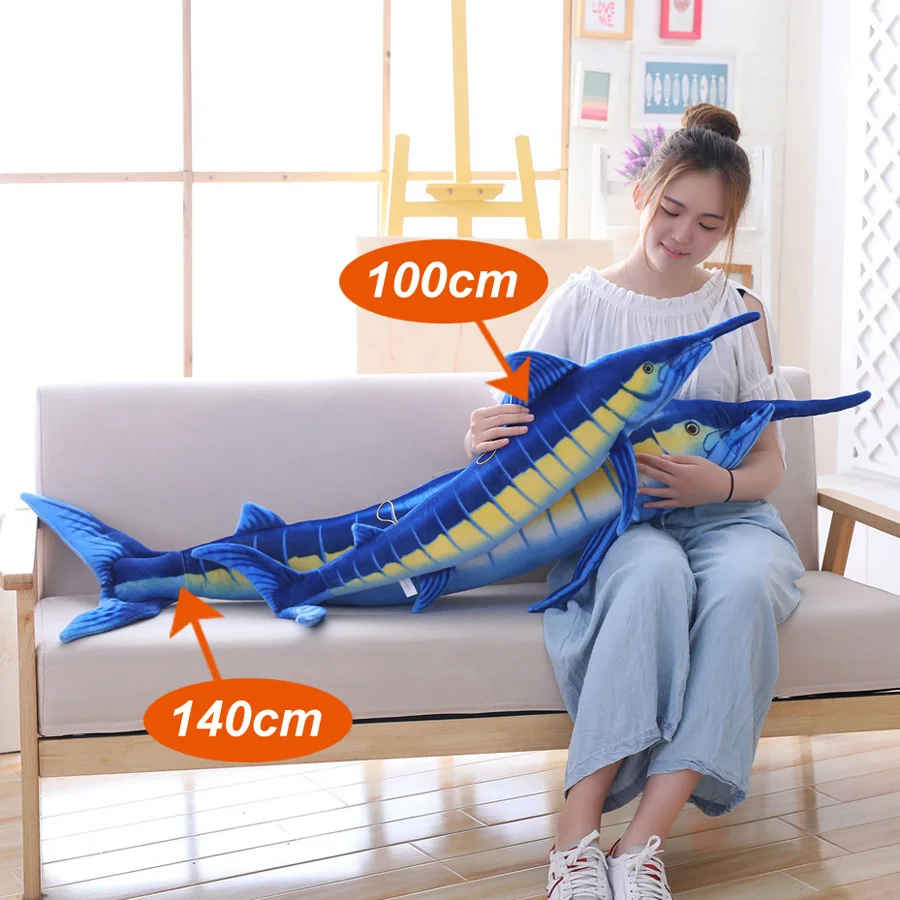 Имитация акулы и синего марлина плюшевые игрушки мягкие искусственные животные