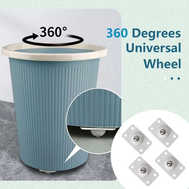 

4pcs Caster Pulley 360 Degrees Universal Wheel Sticky Low-noise Storage Box Roller, Stainless Steel Pulley/Plastic Pulley