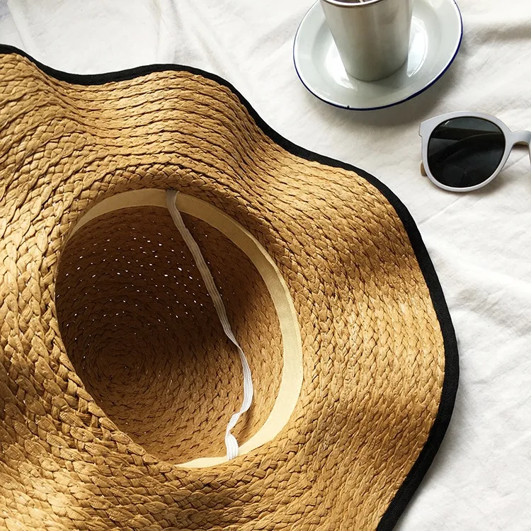 

Women Summer Straw Hat Ribbon Bow Foldable Wide Brim Floppy Sun Hat UV Protect Beach Travel Cap Female Ladies Hats Gorros Mujer