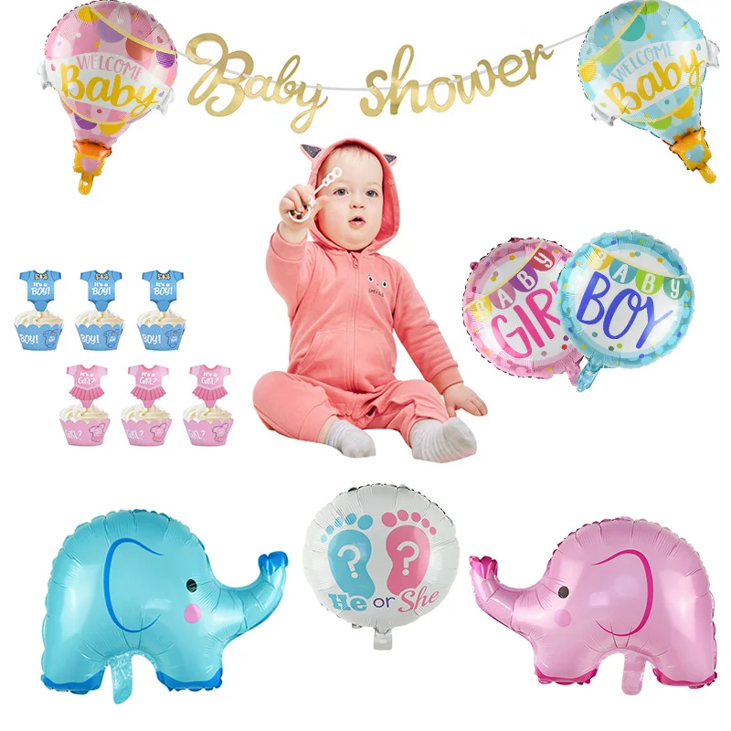 Детский Золотой банер для мальчиков и девочек вечерние гирлянды с розовым синим