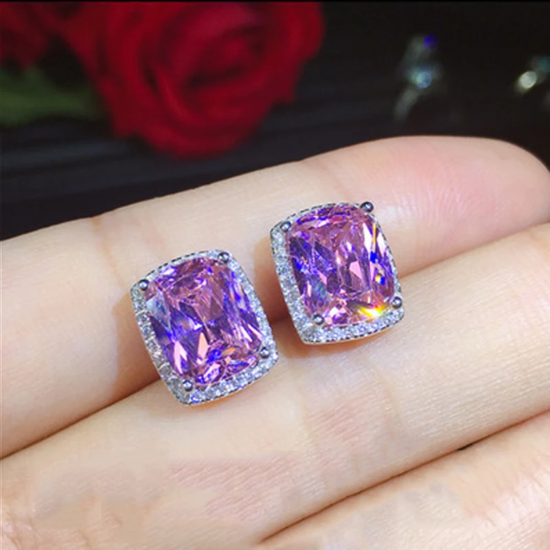 Женские серьги гвоздики серебряного цвета с фианитом|Серьги-гвоздики| |