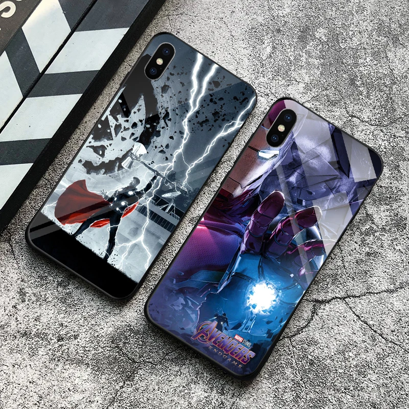 Чехол для iphone 7 8 6 s 7plus чехол X XR XS max Plus 5 se стеклянный Marvel Железный человек |