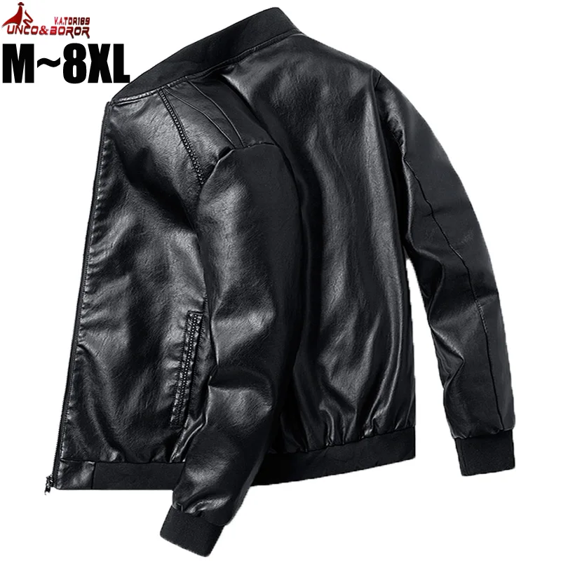 

8XL Plus Size 7XL PU Leather Jacket Men Bomber Baseball Jacket Biker Pilot Varsity College Top slim fit Motorcycle Leather coats