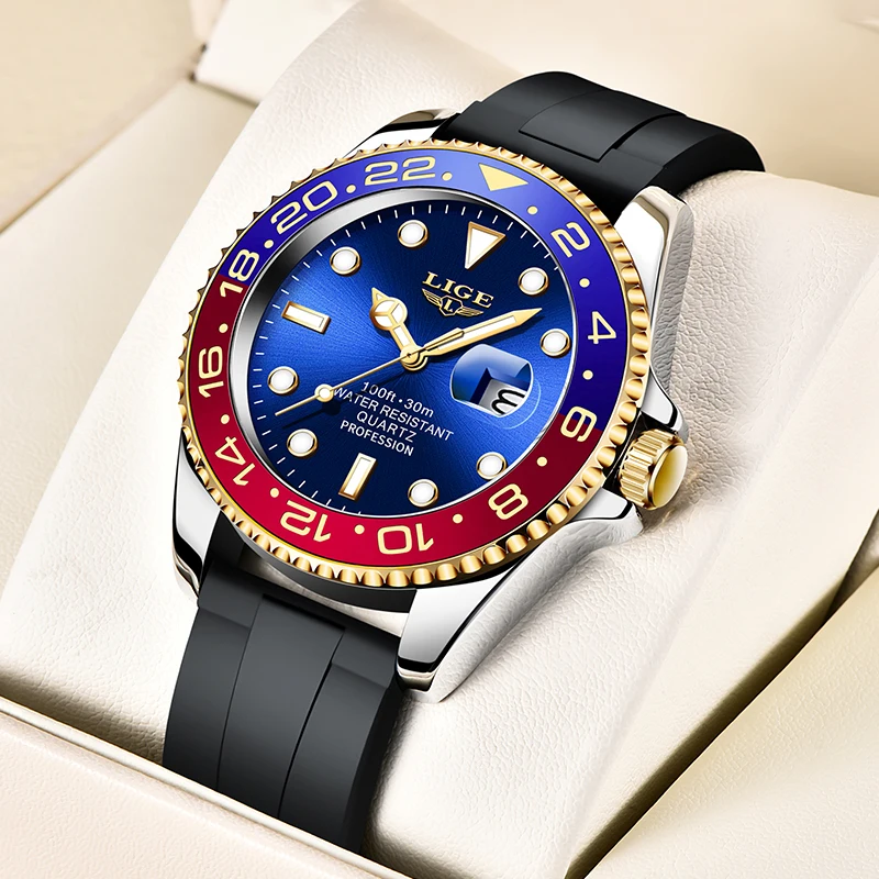 

LIGE Brand Fashion Date Mens Watches Waterproof Sport Silicone Strap Watch Male Clock Quartz Wristwatches Men Relogios Masculino