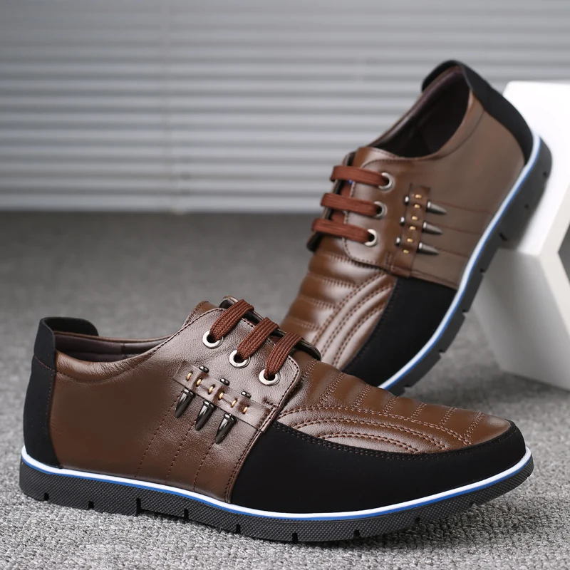 Autumn Genuine Leather Men Shoes Fashion Breathable Casual Lace-up Business Office Spring Flat Zapatos De Hombre | Обувь
