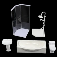 dollhouse miniature bathroom set shower room toilet bathtub sink model toy micro bathroom set accessories