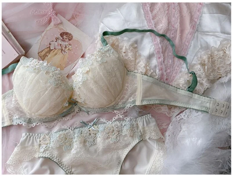 Каваи белье синее розовое японское сексуальное нижнее пуш-ап бюстгальтер и