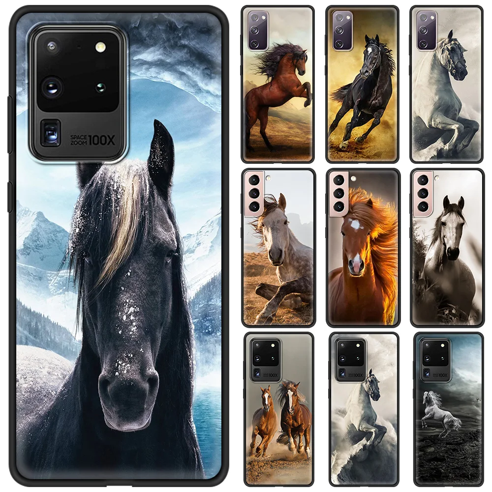 

Soft Case for Samsung Galaxy S20 FE S21 S20 Utra Plus Luxury Cover S10 S10E S9 S8 Plus 5G Shell Coque Horse