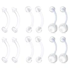 Прозрачные кольца для пупка Bioflex, пластиковое кольцо для живота, изогнутая штанга пирсинг для пупка, фиксаторы для работы и хирургии