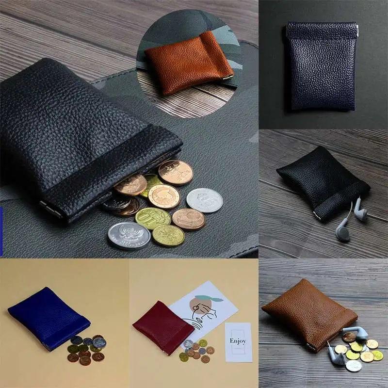 

PURSE SOFT COIN POUCH MULTICOLOR SNAP WALLET UNISEX CARD BAG LEATHER MENS LADIES