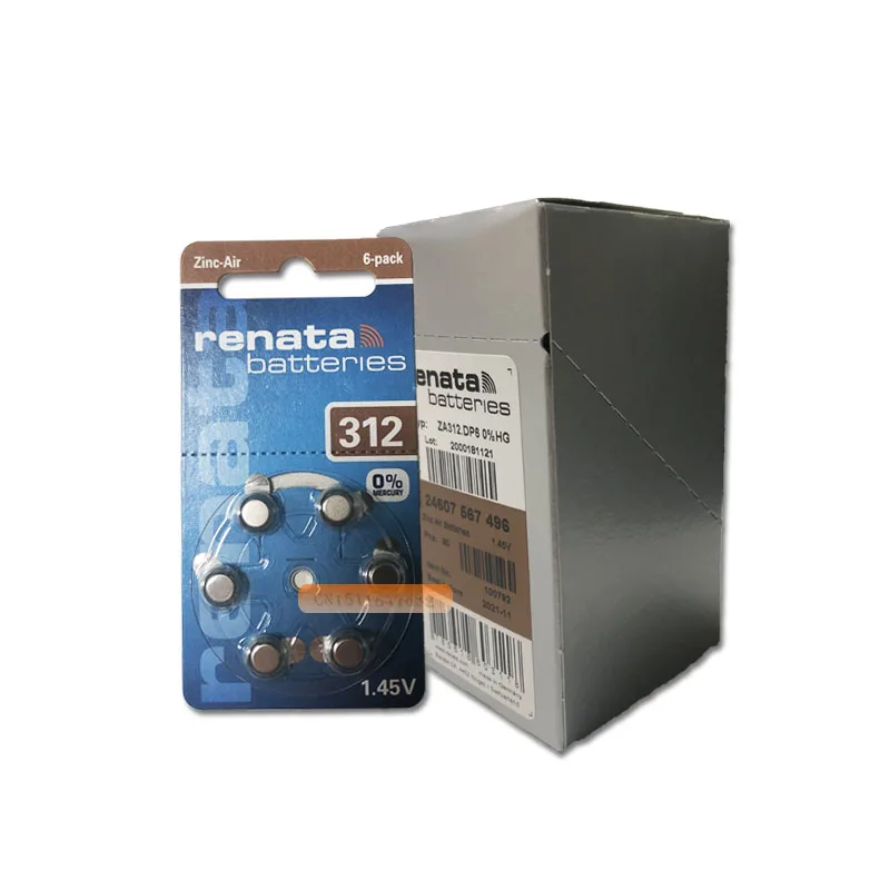 10 упаковок (60 батарей) XRenata Maratone размера плюс 312 P312 PR41 Цинковый воздушный