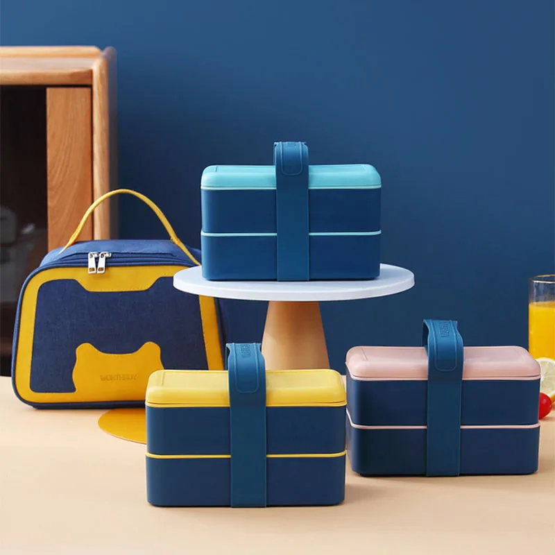 

Silicone PP Portable Lunch Box Bento Box With Movable Compartments Kids School Microwave Food Container Fork Spoon Storge Bag