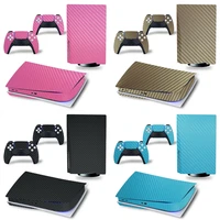 for ps5 disk edition carbon fiber skin sticker decal cover for playstation 5 console and 2 controllers game skin sticker