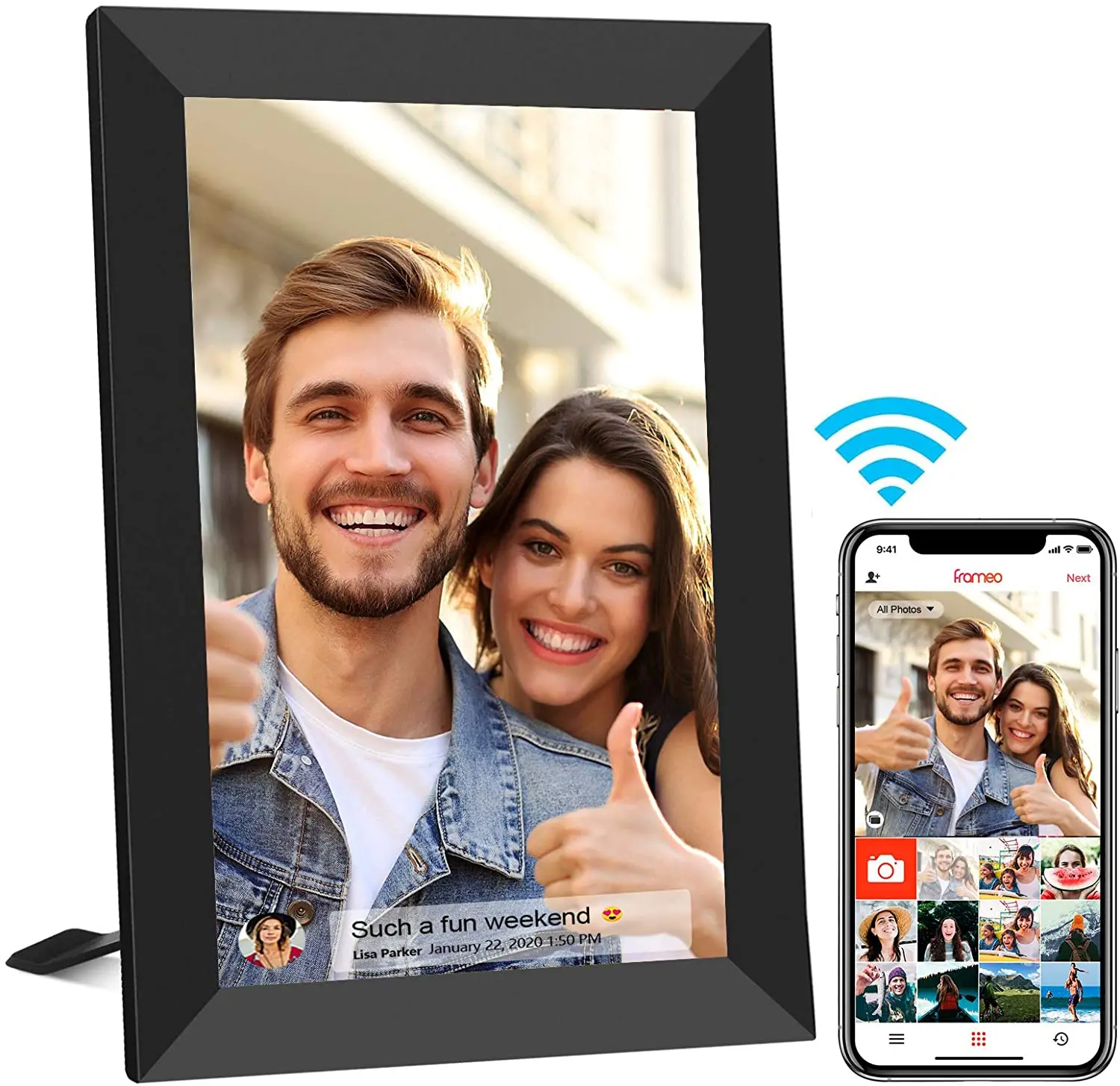 Android Frameo App Auto Rotate Picture Slideshows With Touch Screen 10.1 Inch Digital Photo Frame