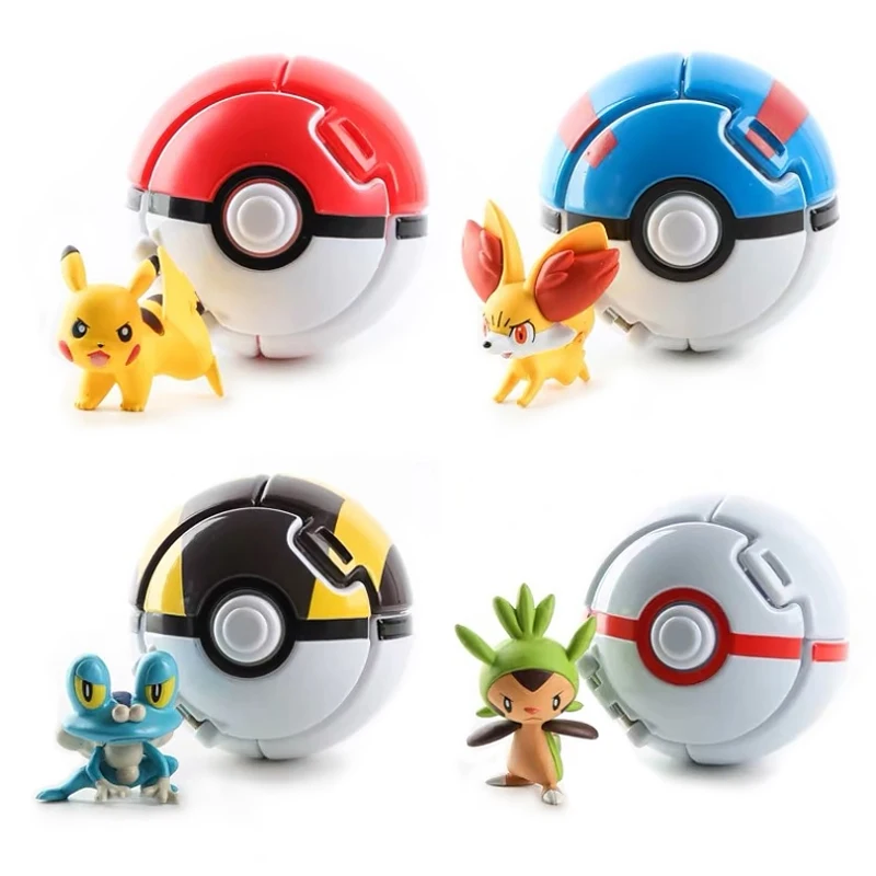 4 шт./компл. Pokemon Elf Ball The Pikachu 7 см PokeBall Мультяшные высоко восстановленные фигурки