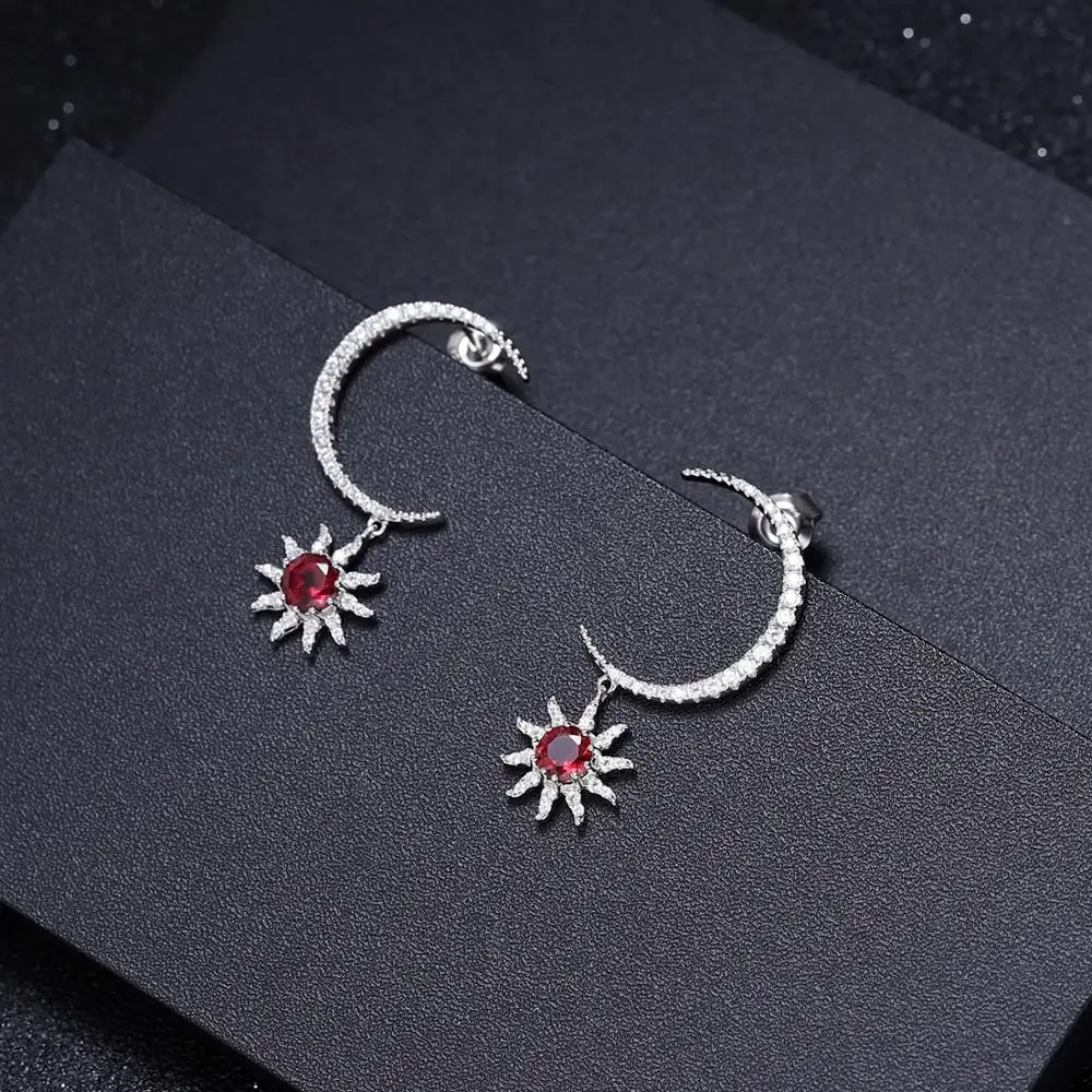 Серьги-подвески женские из серебра 925 пробы с натуральным родолитным гранатом |