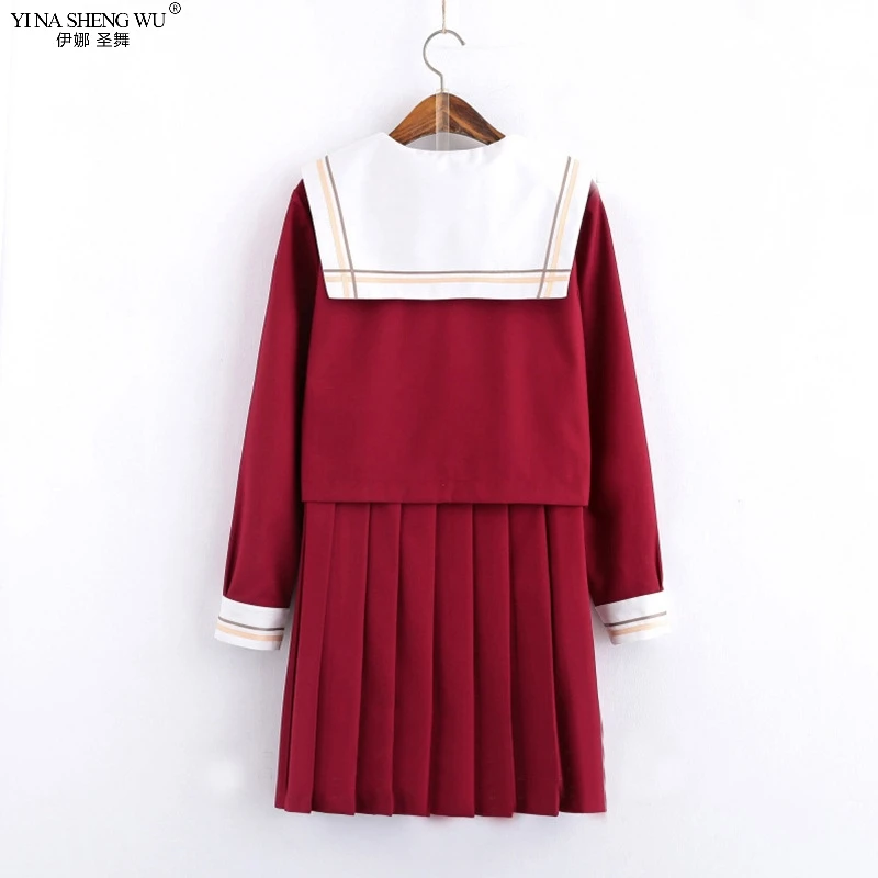 Красная японская школьная JK Униформа костюм моряка плиссированная юбка новый