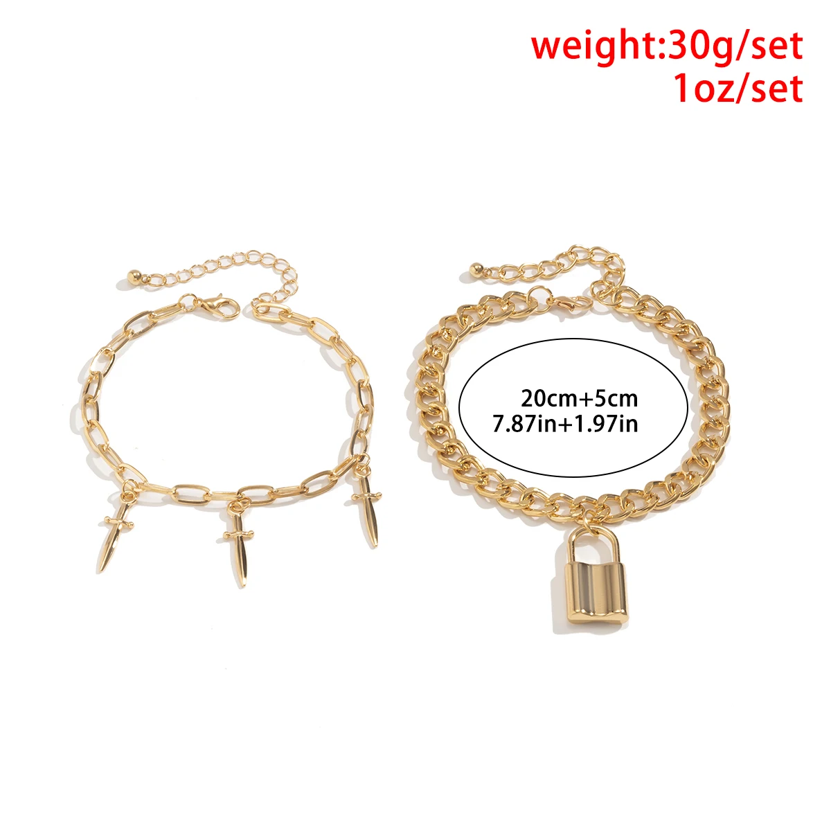 

Vintage Punk Gothic Lock Couple Bracelets Multi Layer Gold Color Zinc Alloy Statement Bracelets For Women 2021 Trend Jewelry