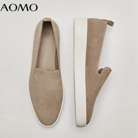 aomo 2021 autumn fashion simple slip on loafers women soft genuine leather lazy shoes woman women shoes women flat shoes azh08