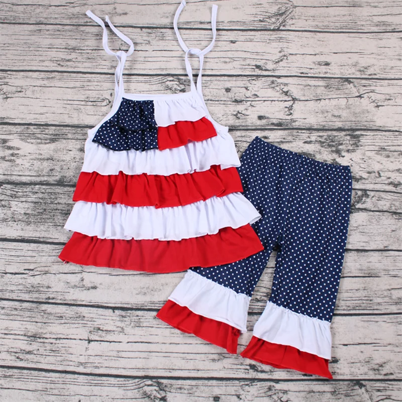 Summer Hot Sale Stripe Kids Clothing Child Boutique Baby Girl Clothes Girls Set
