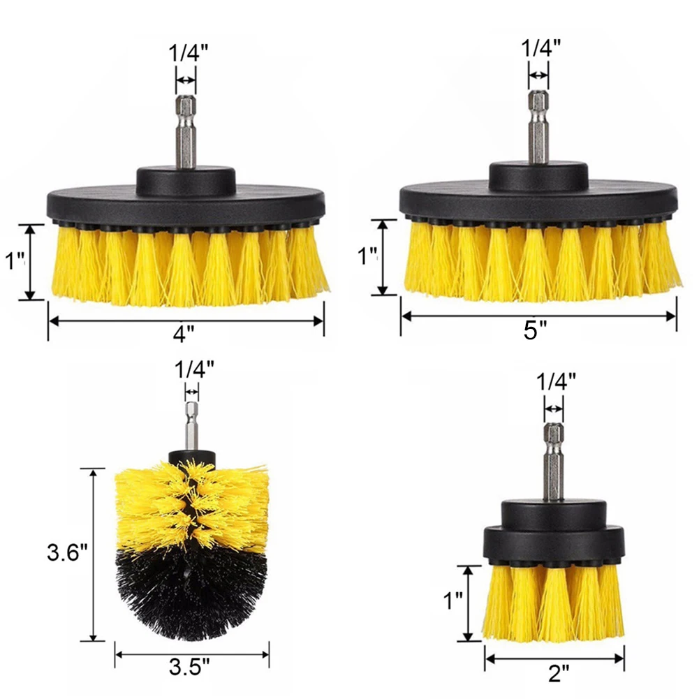 

4Pcs/Set Electric Scrubber Brush Drill Brush Kit Plastic Round Cleaning Brush For Carpet Glass Car Tires Nylon Brushes 2/3.5/4/5