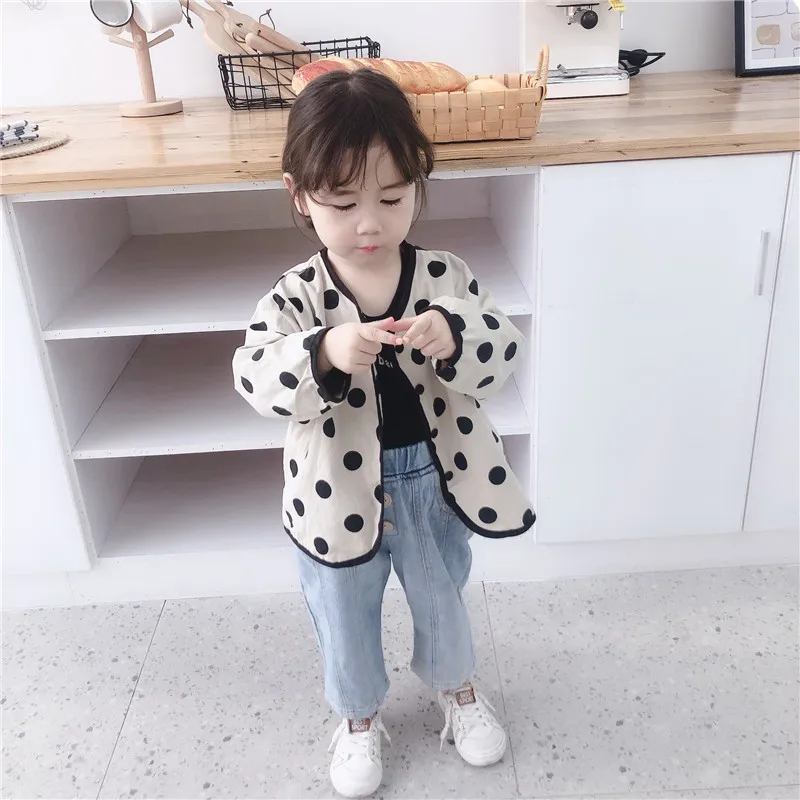 Chifuna/Новая модная куртка для девочек в горошек милое пальто Детская верхняя