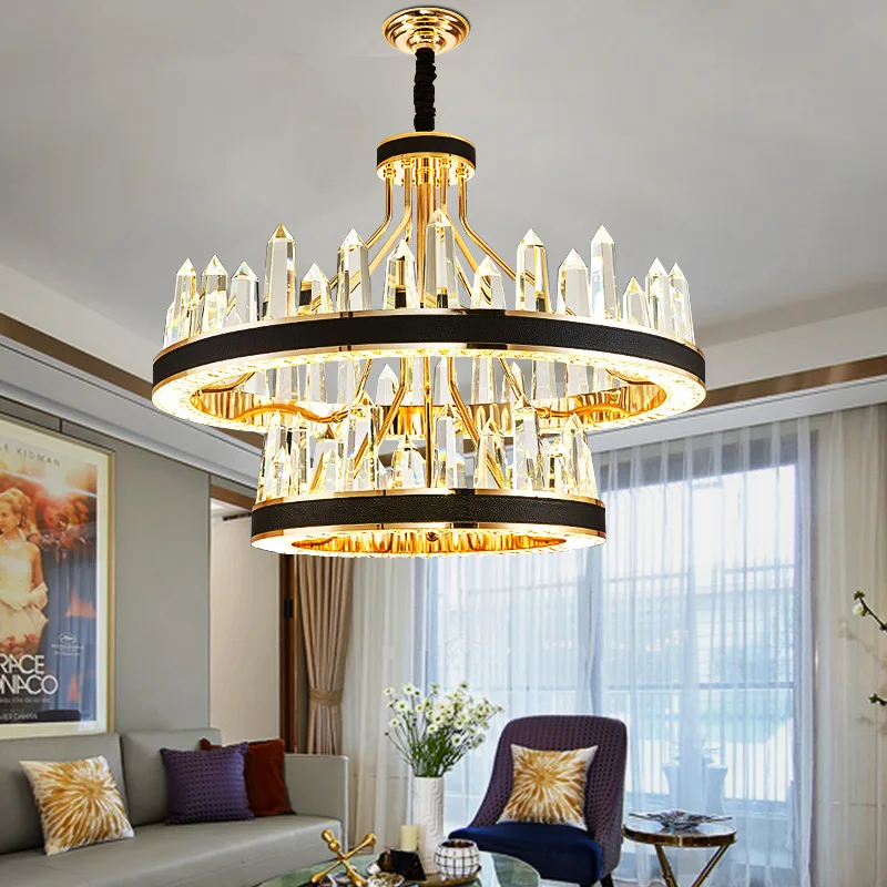 

New Modern Rectangle Black Chandelier Lighting Led Chandeliers Crystal Lamp Dinning Room Luxury Hotel Lights Home Light Fixture