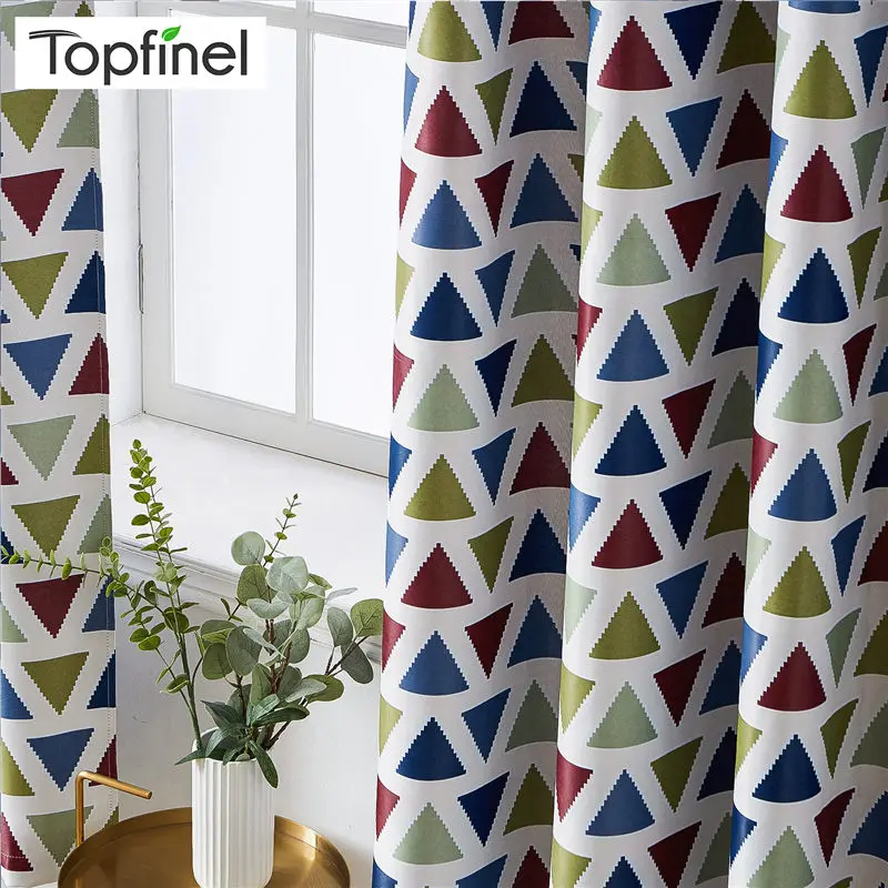 

Topfinel Blackout Curtains For Living Room Bedroom Kid Room Kitchen Printed Geometric Triangles Curtains Window Treatment Drapes