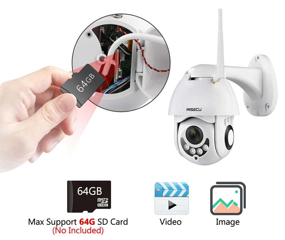 MISECU PTZ Wifi Беспроводная IP камера безопасности 1080P скорость купол открытый водонепроницаемый двухстороннее аудио ночное видение CCTV наблюдения 2MP