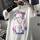Новинка лета 2021 футболка с коротким рукавом с принтом для мужчин и женщин в стиле Ins Темный двухмерный стиль аниме в стиле Харадзюку