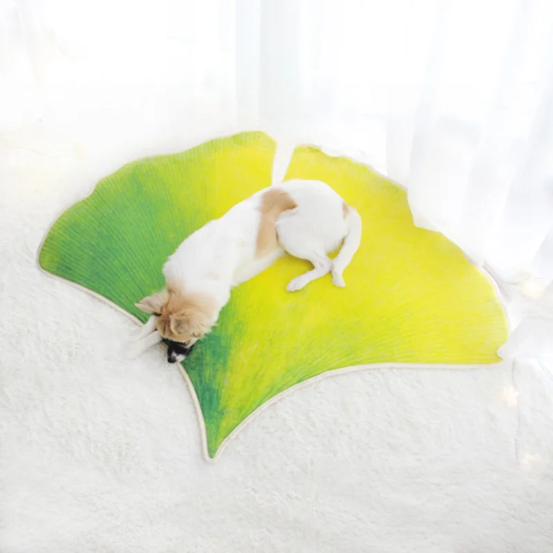 구매 홈 크리 에이 티브 잎 피부 친화적 인 지상 매트 거실 침실 은행 나무 잎 바닥 매트 주방 미끄럼 도어 매트 다다미 깔개