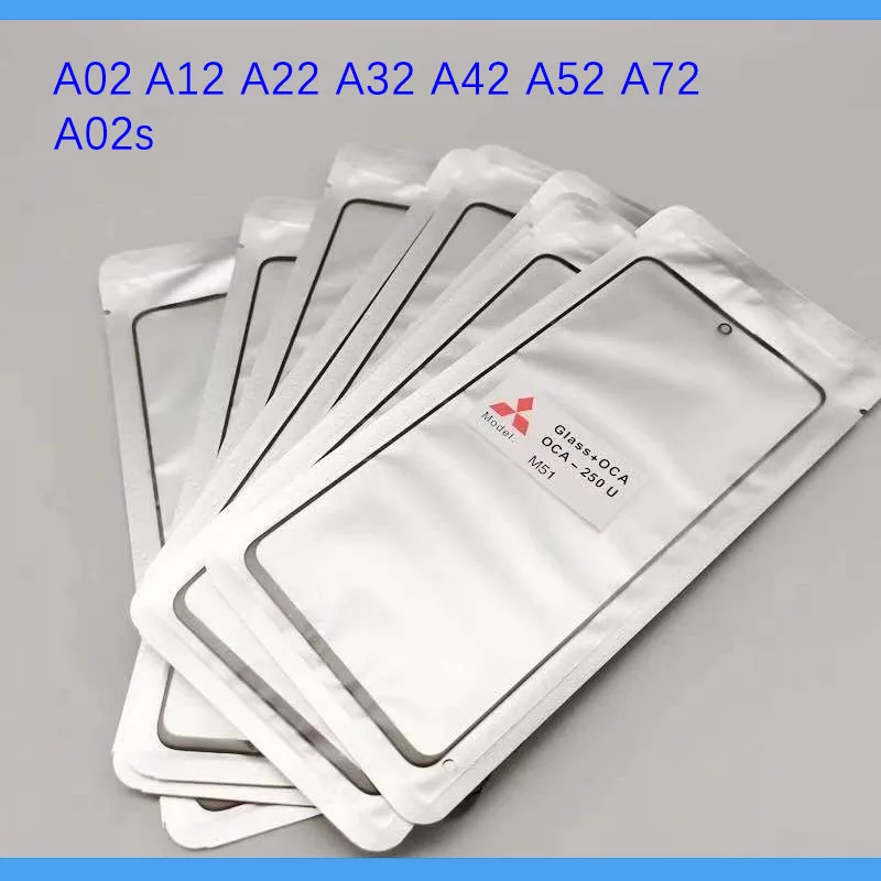 Lente exterior frontal de cristal + OCA LCD para Samsung Galaxy A02s A03s A12 A22 A32 A42 A52 A72 4G 5G, pantalla t&aacute;ctil, 10 unids/lote-0