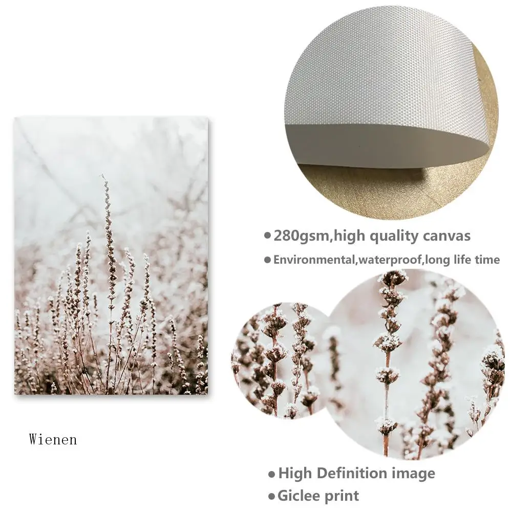 

Home Decoration Simlpe Poster Scandinavian Style Plant Flower Canvas Painting Winter Landscape Botanical Print Wall Art Picture